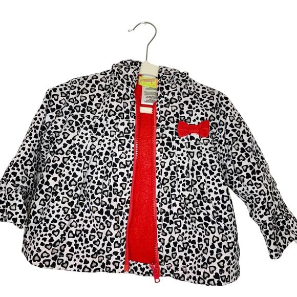 PENELOPE MACK Heart Cheetah Toddler Hooded Coat Jacket Full Zip White Black 12M - Picture 2 of 6